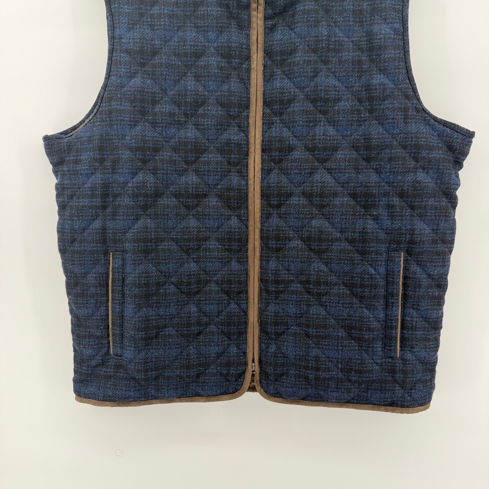 Peter Millar Wool Essex Quilted Vest Mens XL Navy Blue Melange Full Zip Golf - Picture 2 of 15